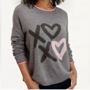 SPLENDID M XOXO  💕 Gray Valentine’s cashmere wool blend crewneck sweater